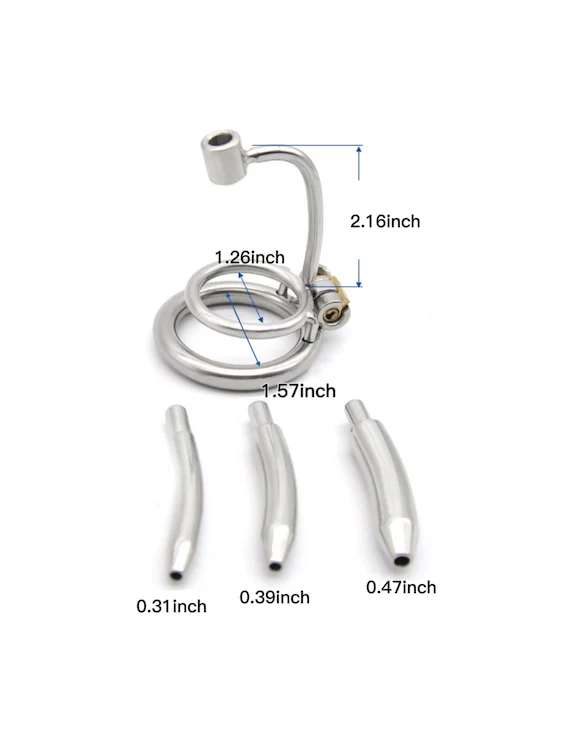 Stainless Steel Cock Cage With 3 Pee Tubes For BDSM Chastity Game - Image 7