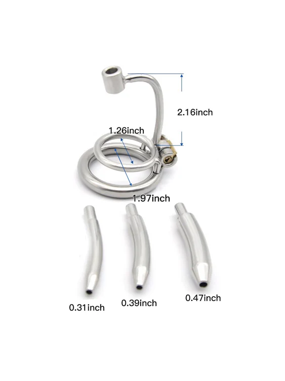Stainless Steel Cock Cage With 3 Pee Tubes For BDSM Chastity Game - Image 9