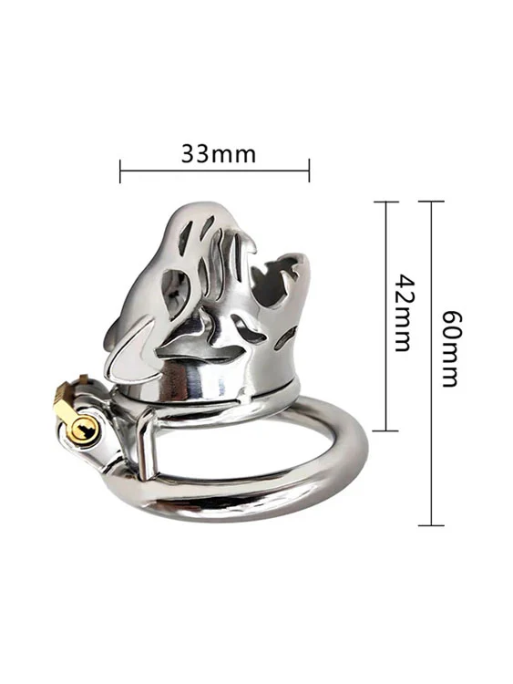 Tiger King Stainless Steel Locking Chastity Cage For Gay Men - Image 3