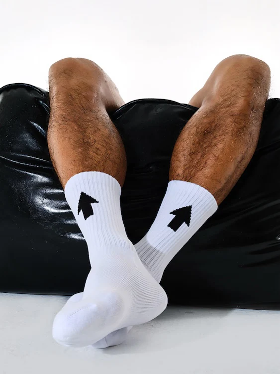 TOP Arrow Thick White Crew Socks