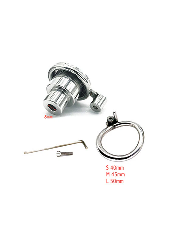 Ultra Small Stainless Steel Male Chastity Cage with Metal Penis Plug Tube - Image 2