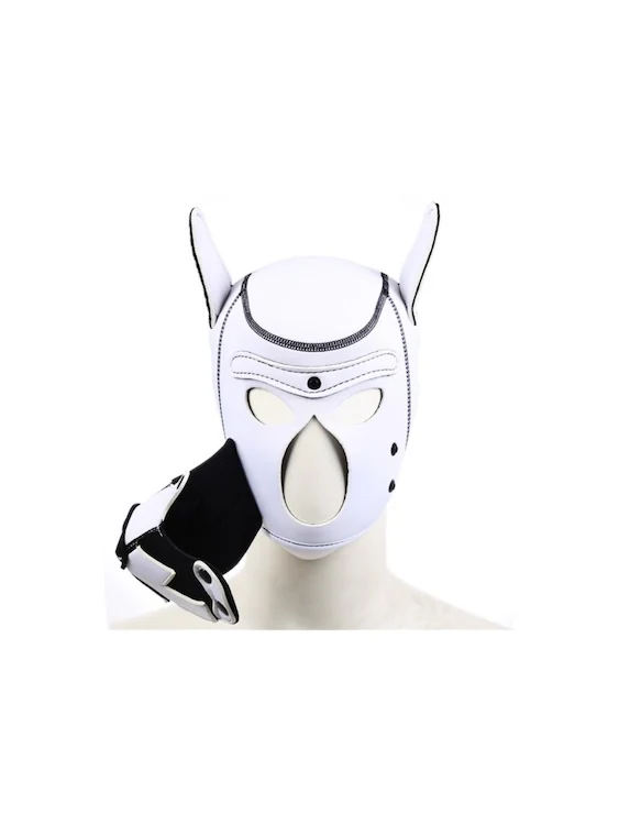 White Neoprene Pup Hood - Image 3